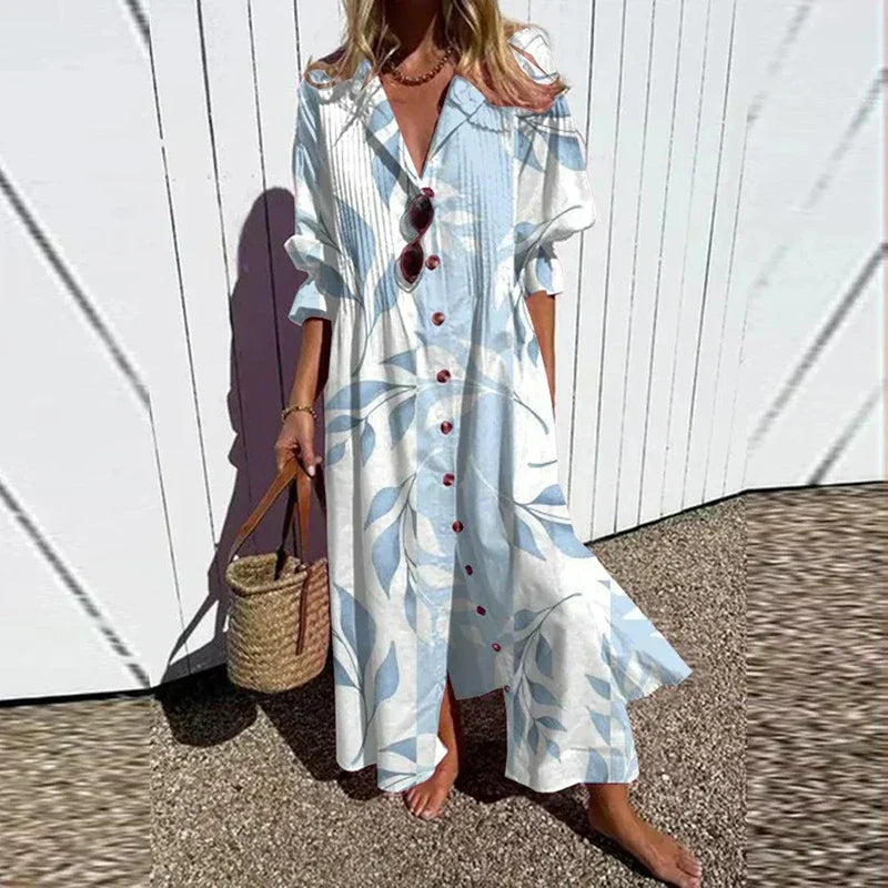 Cassidy™ – Vestito lungo a maniche a sbuffo modello boho