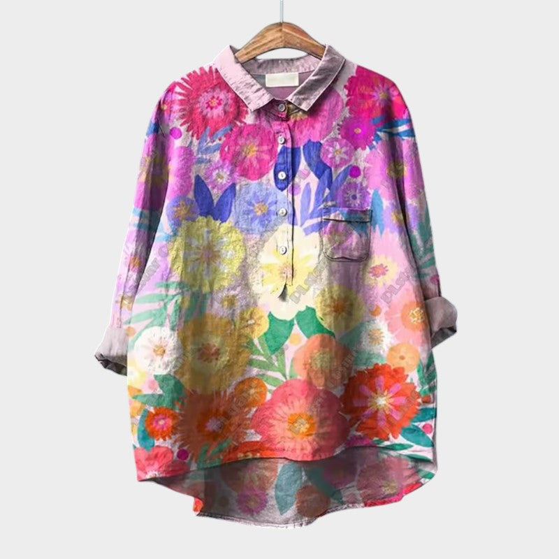 FRANCESCA | Blusa Floreale Oversize con Colori Vivaci ed Eleganza Confortevole per Ogni Giorno