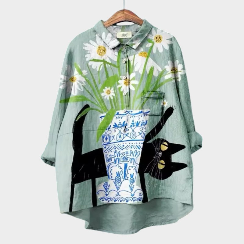 ELISABETTA | Blusa Oversize Floreale con Fascia Comoda per Giornate Spensierate