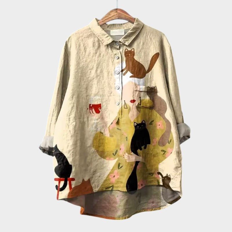 ELISABETTA | Blusa Oversize Floreale con Fascia Comoda per Giornate Spensierate