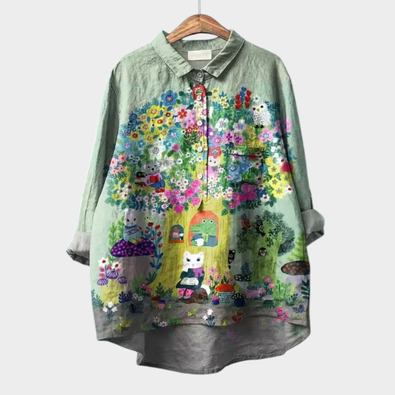 ELISABETTA | Blusa Oversize Floreale con Fascia Comoda per Giornate Spensierate