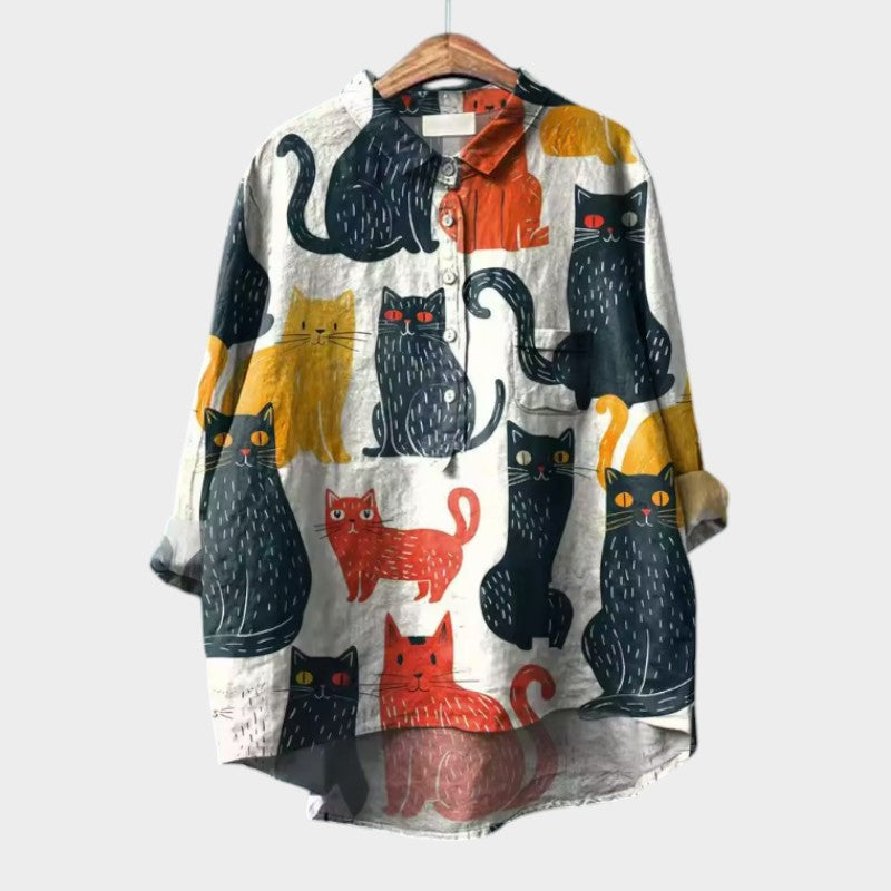 LILIANA | Camicetta Oversize con Gatti Colorati e Comfort Istantaneo per i Tuoi Giorni Casual