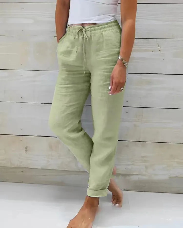 VITTORIA COMO | PANTALONI ESTIVI A VITA ALTA DA DONNA