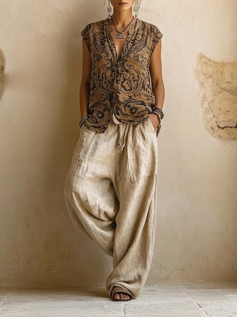 VITTORIA COMO | COMPLETO IN LINO TRE PEZZI DA DONNA