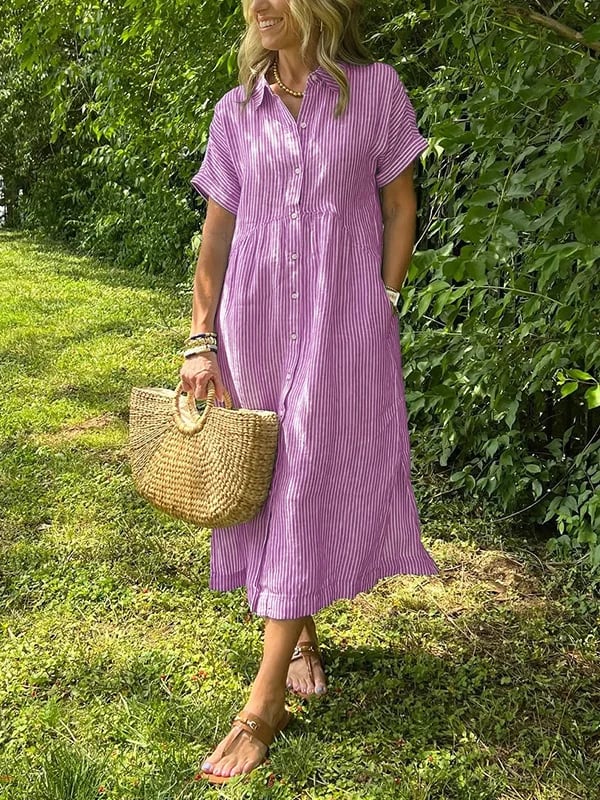 Angela – Vestito midi a camicia con bottoni