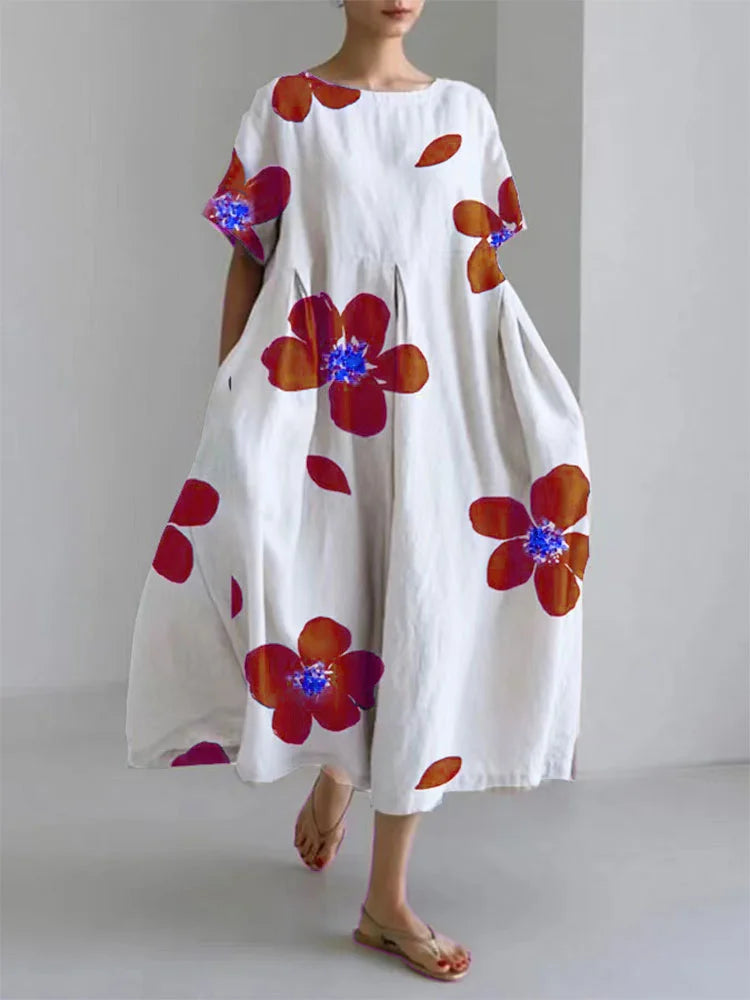 CATERINA | Abito Lungo Estivo con Fiori Vivaci e Morbido Comfort per le Giornate di Sole