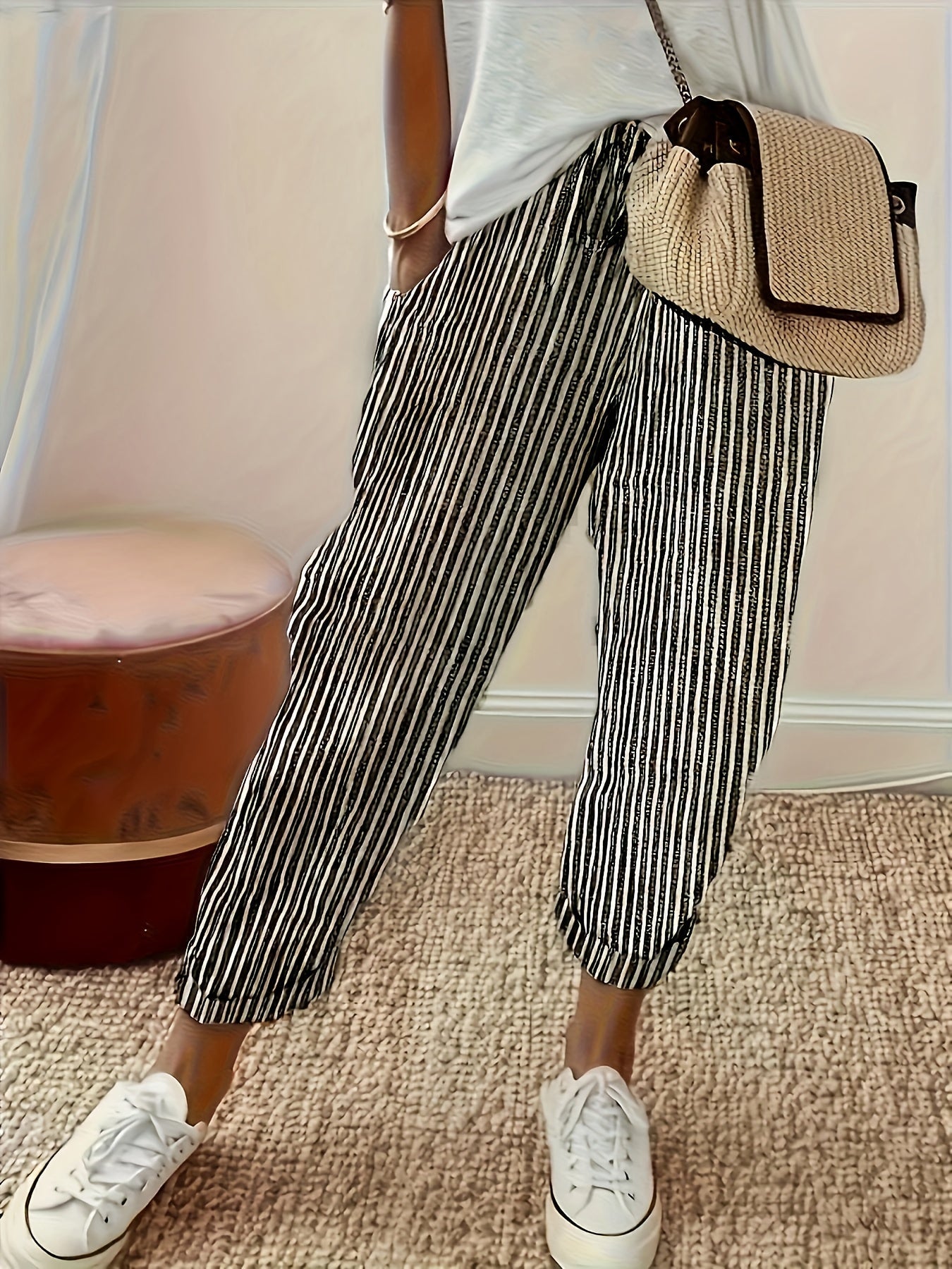 VITTORIA COMO | PANTALONI LARGHI A RIGHE DA DONNA