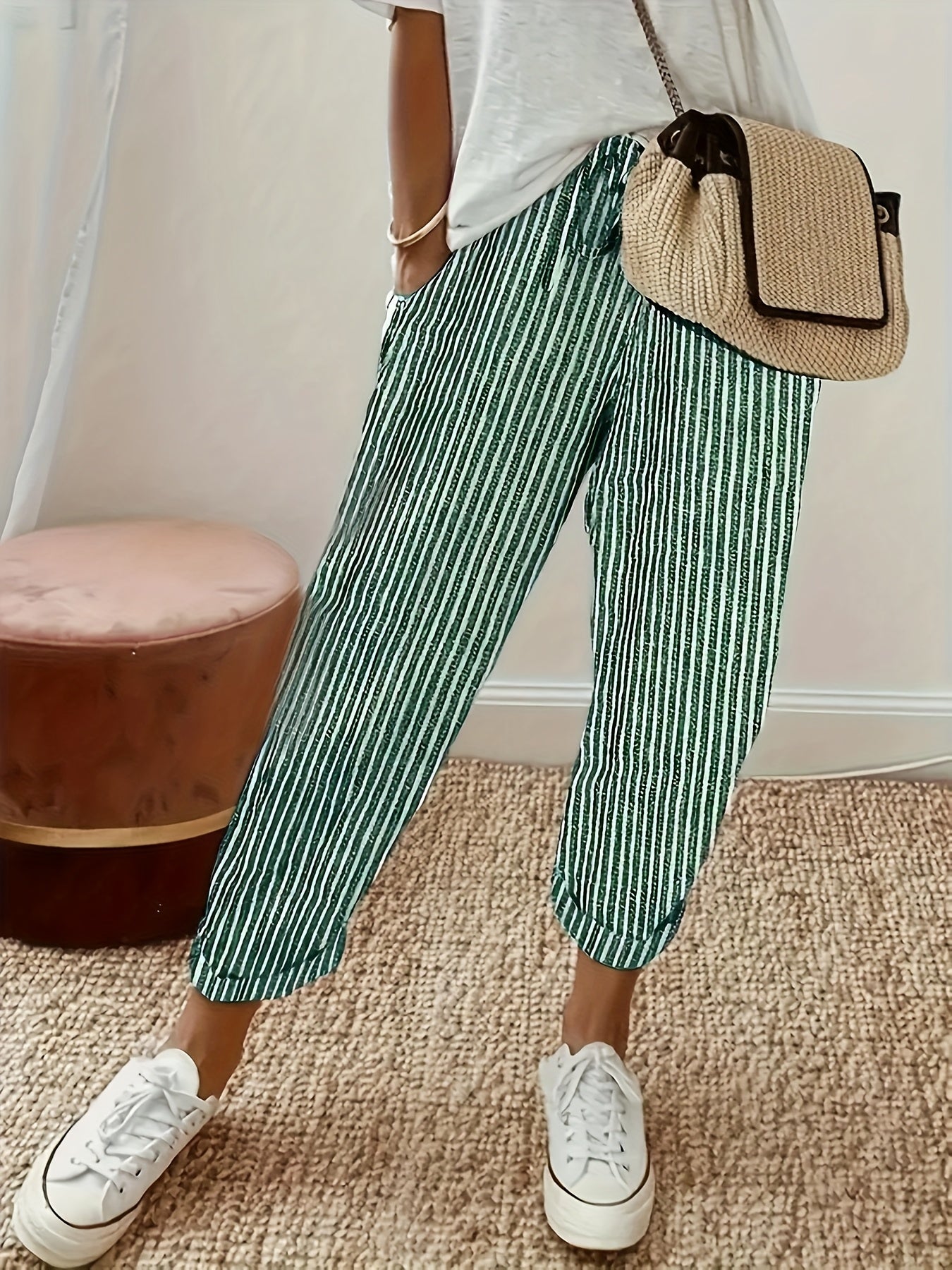 VITTORIA COMO | PANTALONI LARGHI A RIGHE DA DONNA
