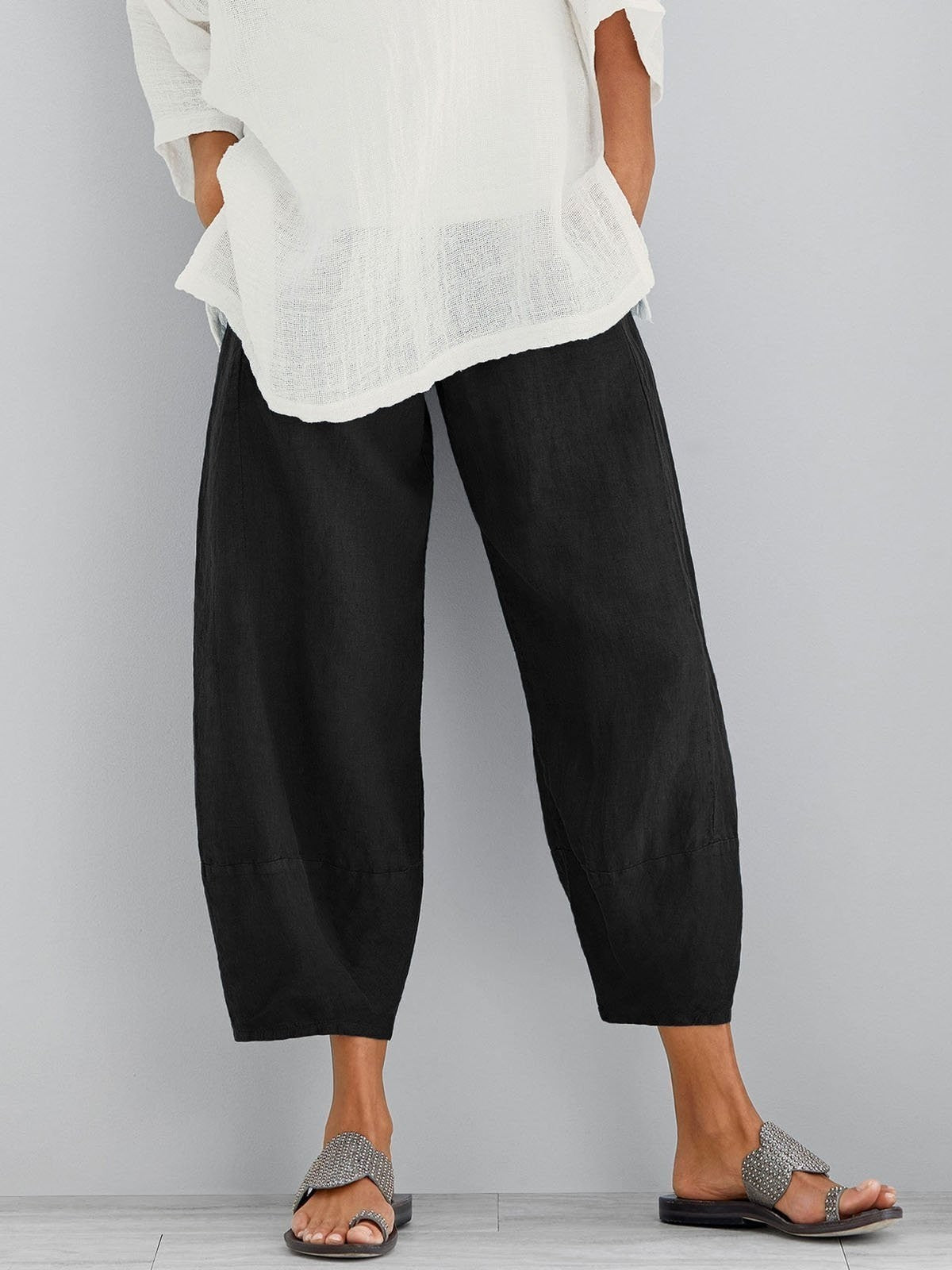 VITTORIA COMO | PANTALONI CROP IN COTONE DA DONNA