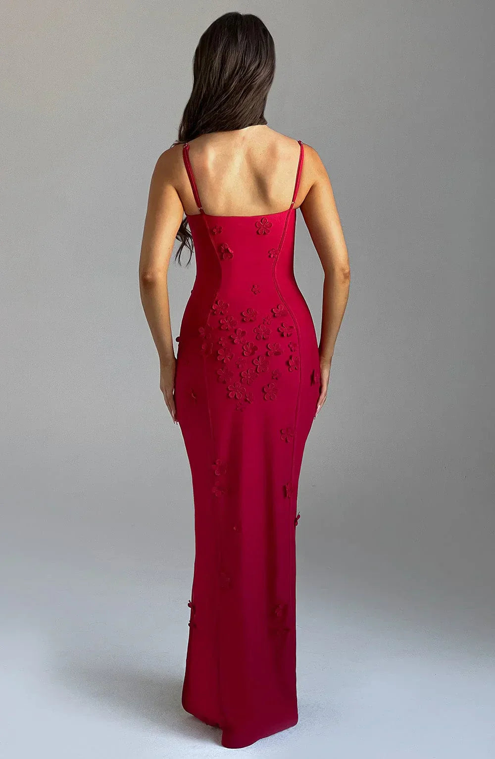 Concetta – Floral Appliqué Slit Gown