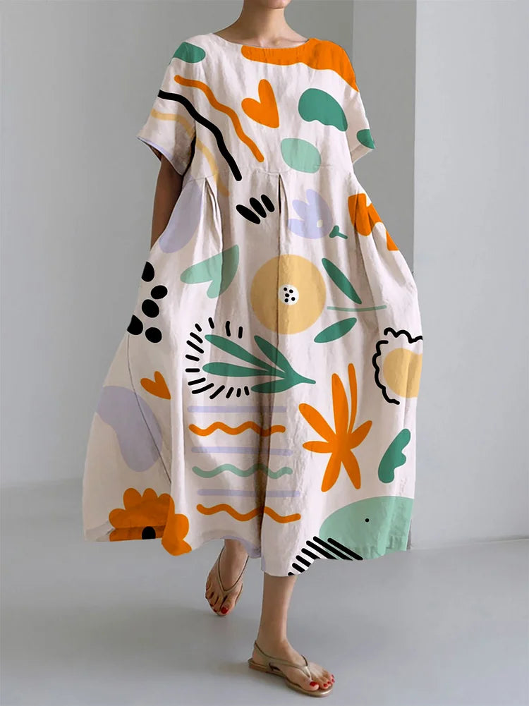 MILENA | Abito lungo colorato con comfort leggero e stampa artistica per uno stile estivo unico
