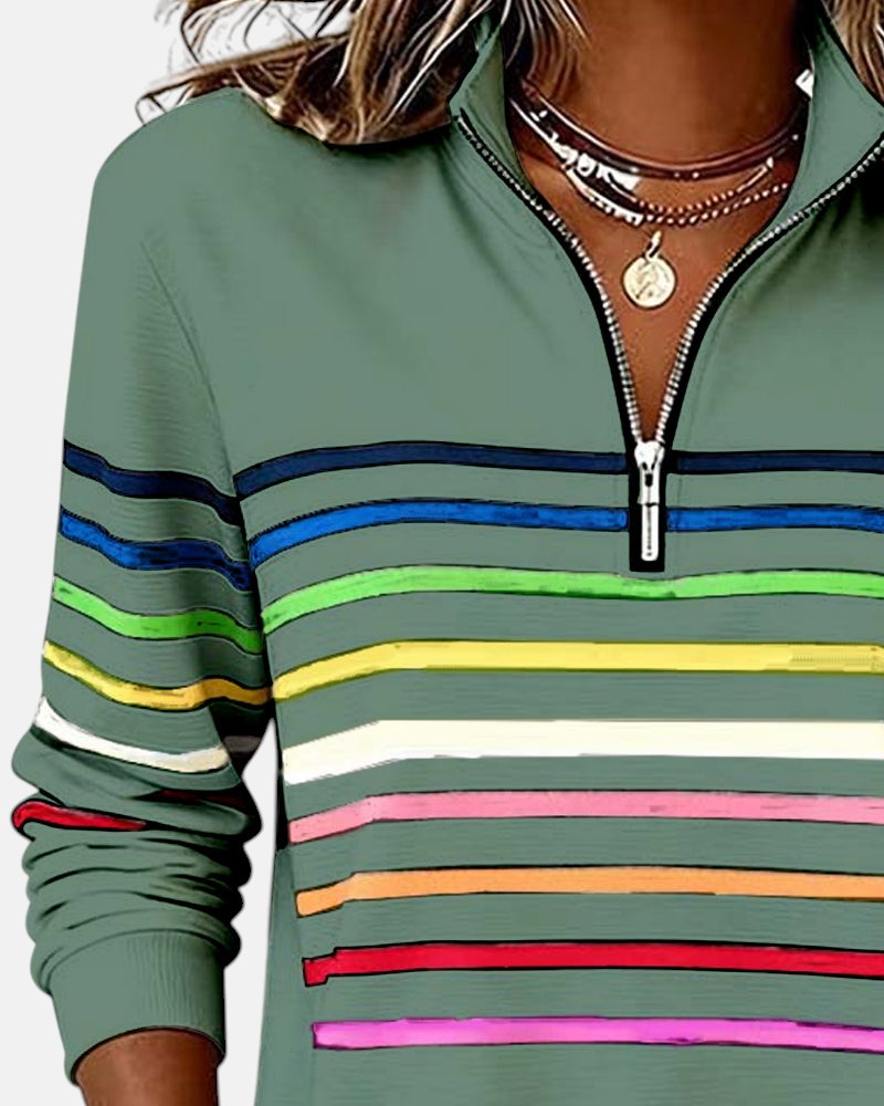 VITTORIA COMO | MAGLIONE A RIGHE CON ZIP DA DONNA