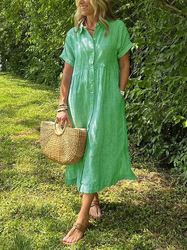 Angela – Vestito midi a camicia con bottoni