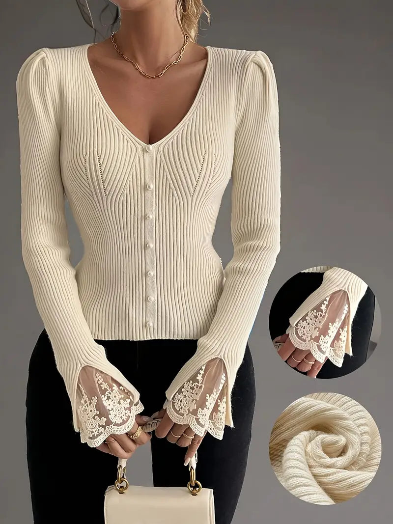 VITTORIA COMO | MAGLIONE A COSTE CON SCOLLO A V DA DONNA