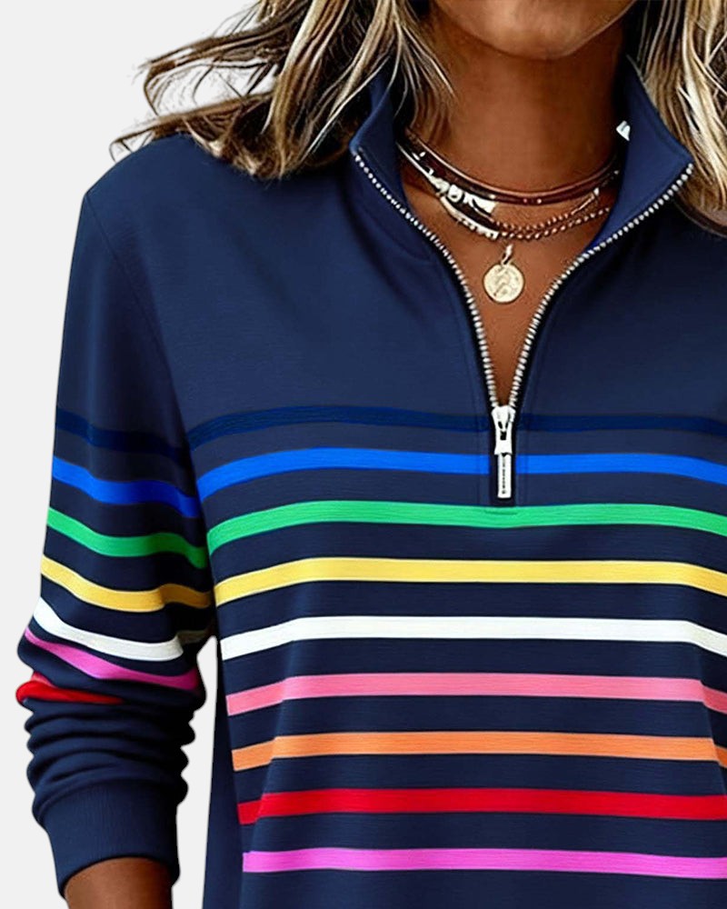 VITTORIA COMO | MAGLIONE A RIGHE CON ZIP DA DONNA