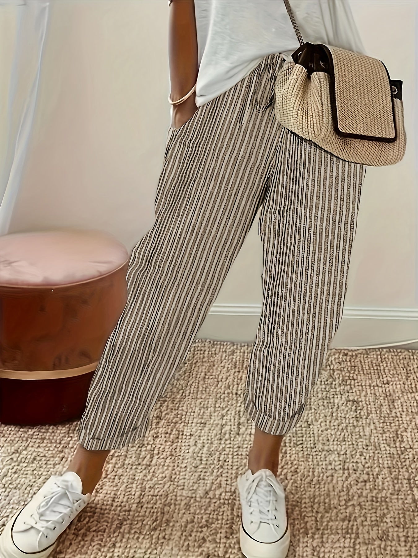 VITTORIA COMO | PANTALONI LARGHI A RIGHE DA DONNA