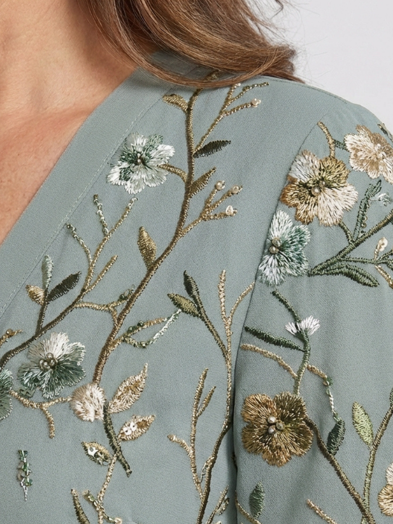 VITTORIA COMO | ABITO MAXI FLOREALE CON SCOLLO A V PER DONNA