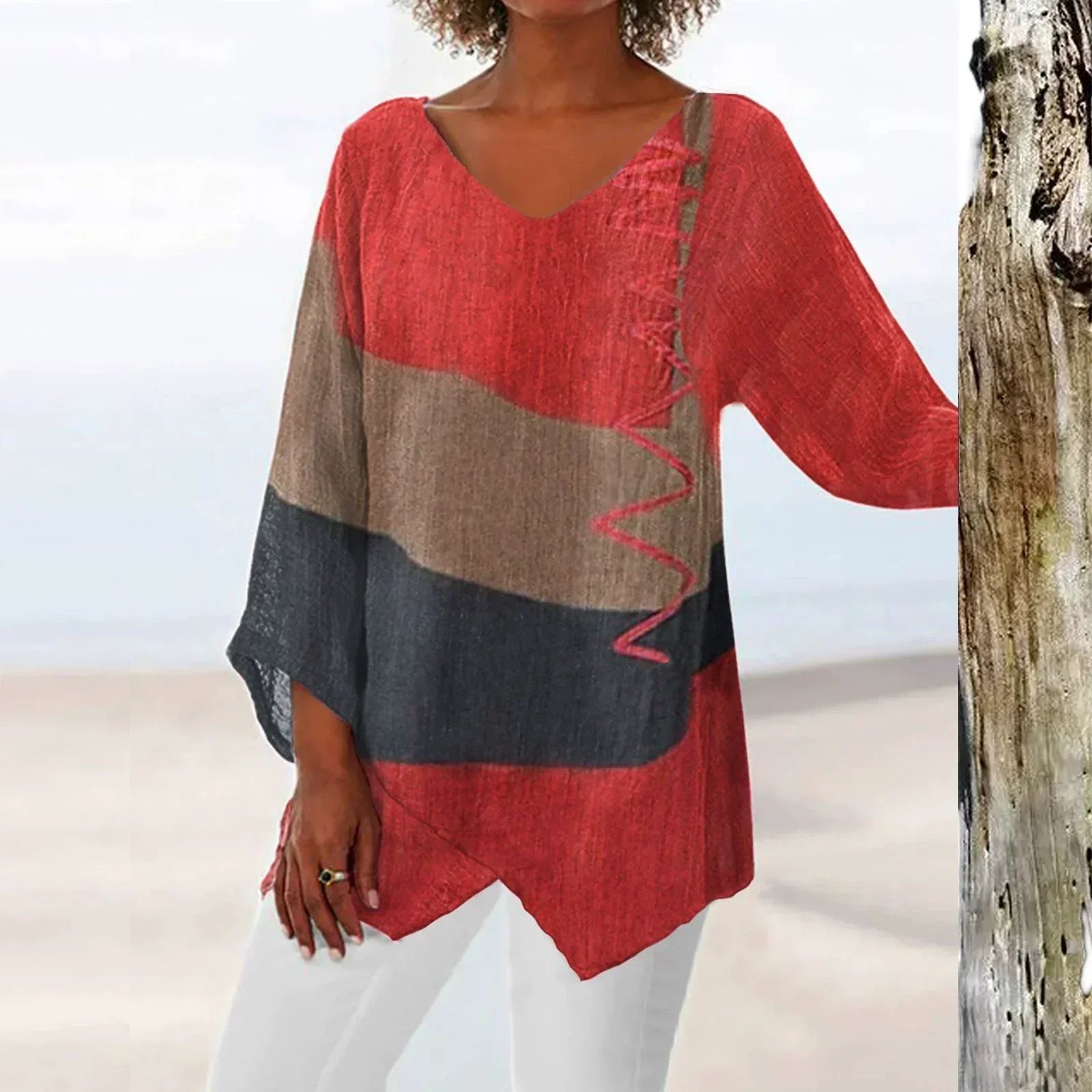 Emily – Blusa elegante leggera stampata con scollo a V