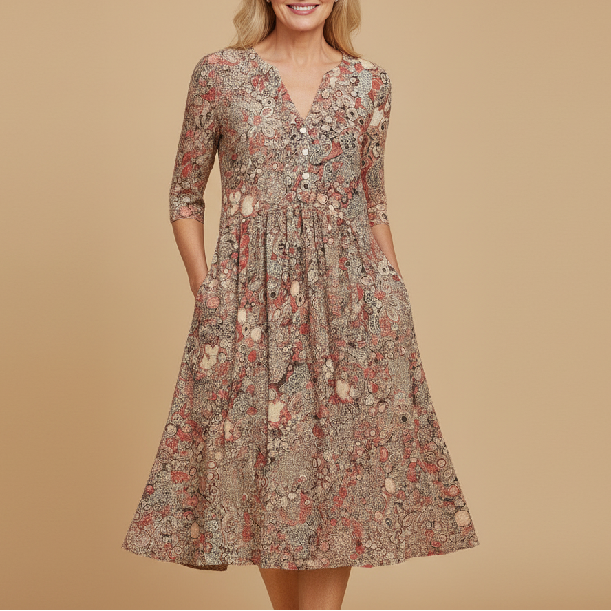VITTORIA COMO | ABITO MIDI CON SCOLLO A V DA DONNA