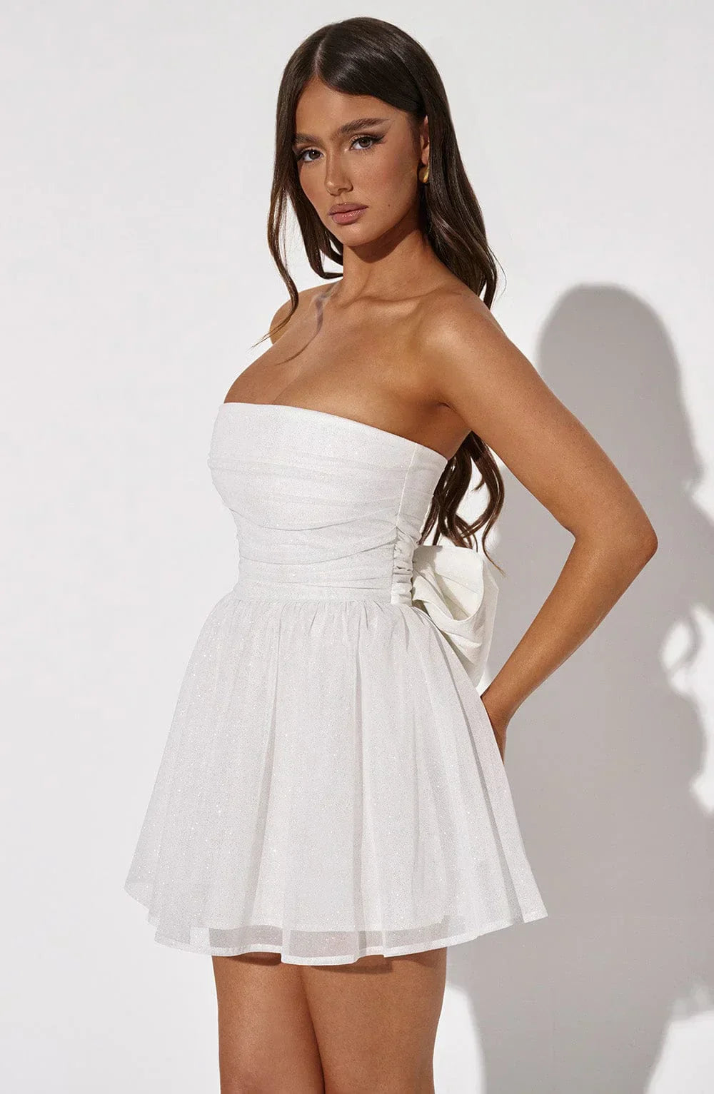 Mirella – Strapless Glitter Mini Dress