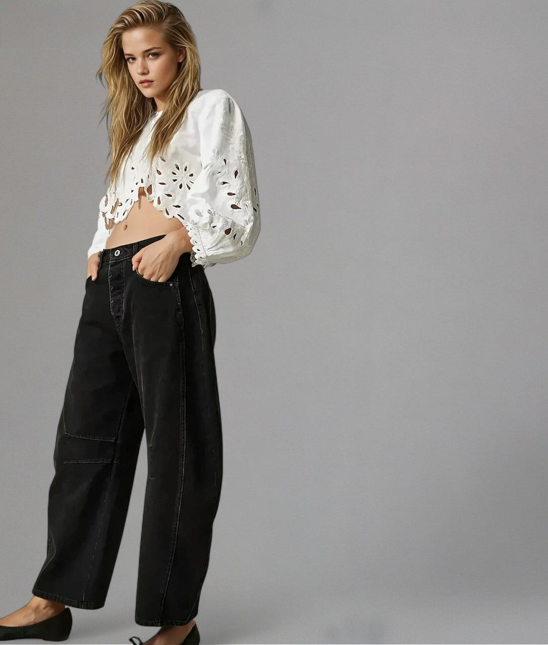 Ava – Jeans a gamba larga a vita alta