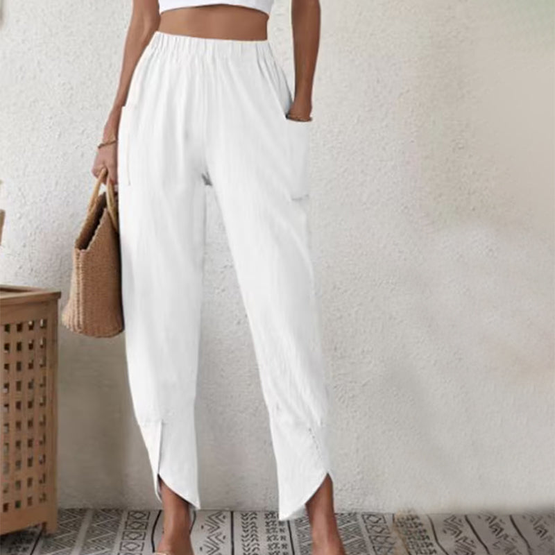 VITTORIA COMO | PANTALONI DRITTI IN LINO DA DONNA