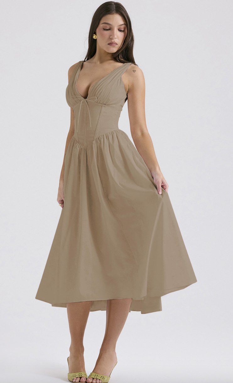 Lavinia – Vestito midi con corpetto a corsetto