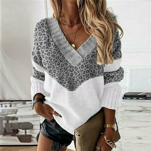 VITTORIA COMO | MAGLIONE PATCHWORK CON STAMPA LEOPARDATA DA DONNA