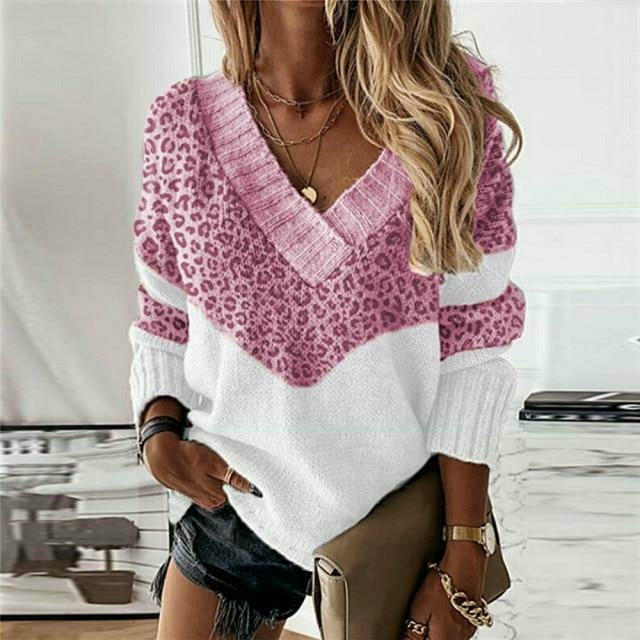 VITTORIA COMO | MAGLIONE PATCHWORK CON STAMPA LEOPARDATA DA DONNA