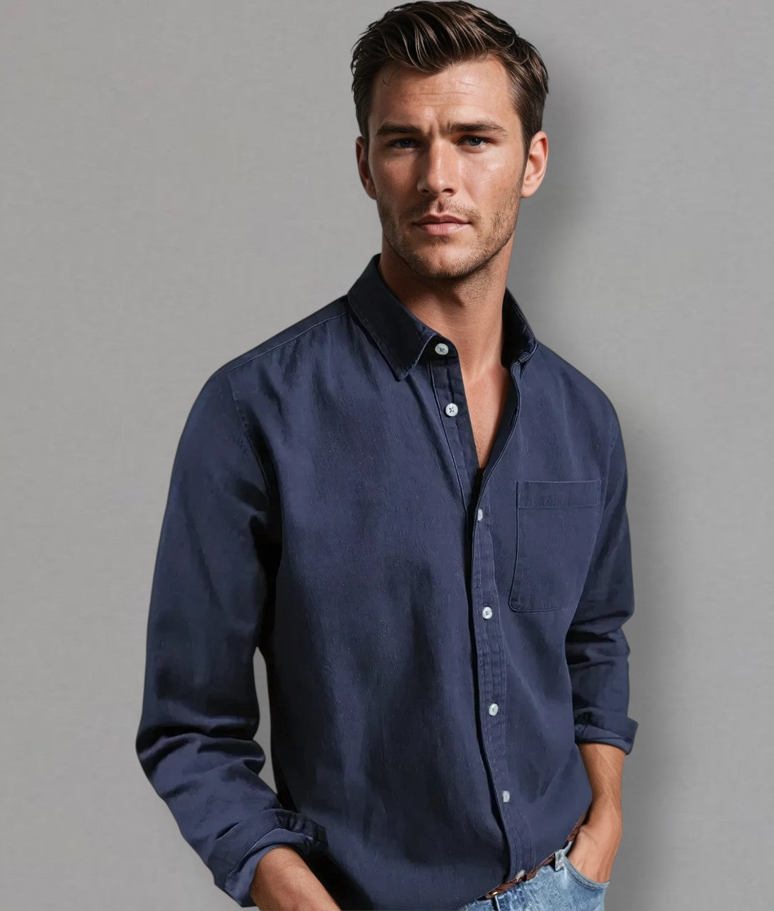 Revaro – Camicia da uomo senza pieghe e senza tempo