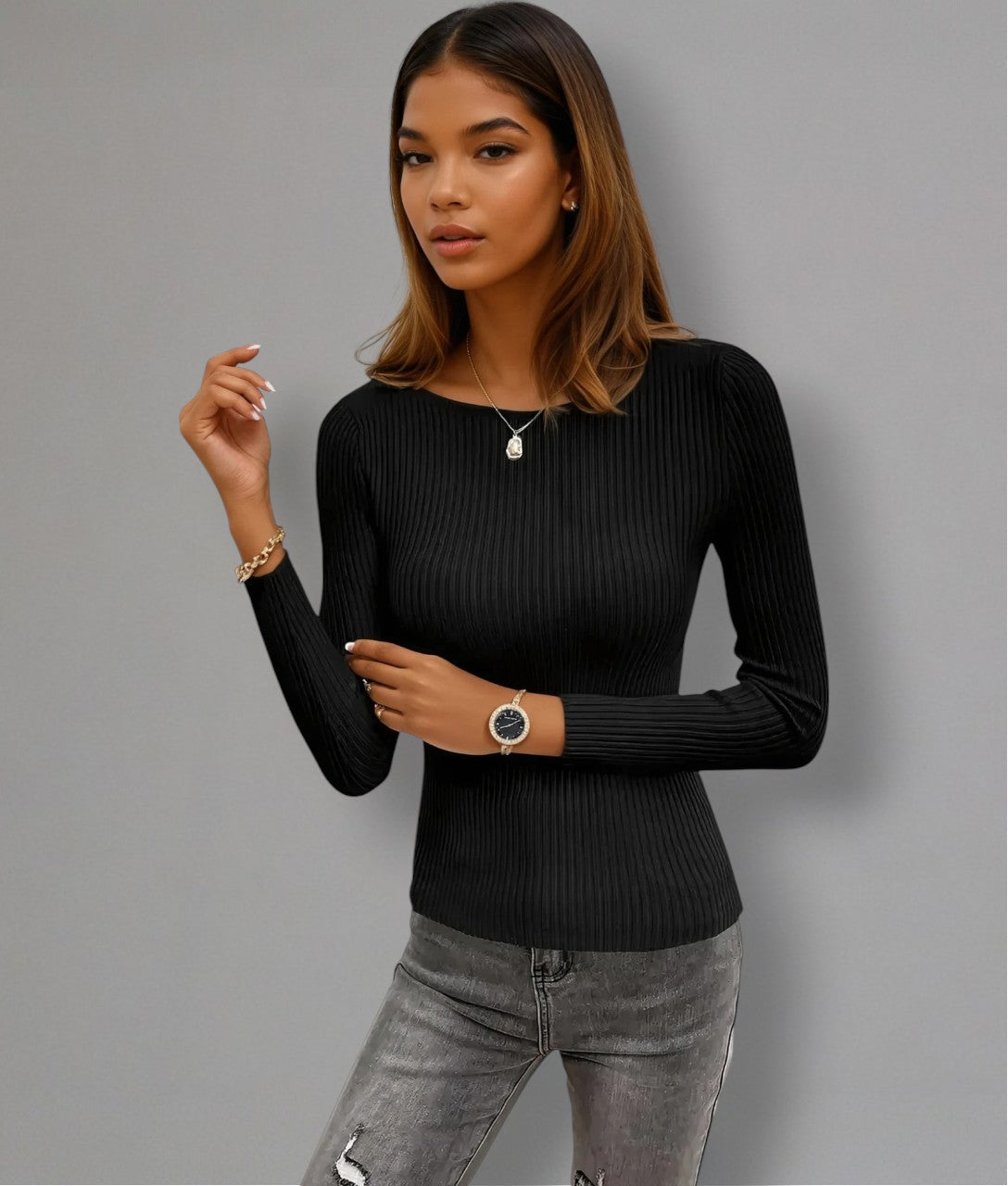 Aurora – Maglione a Costine Elegante Vestibilità Slim