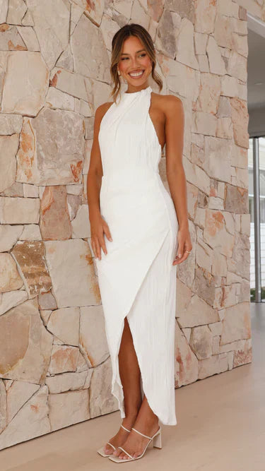 Shyann – Crinkle Halter Wrap Dress