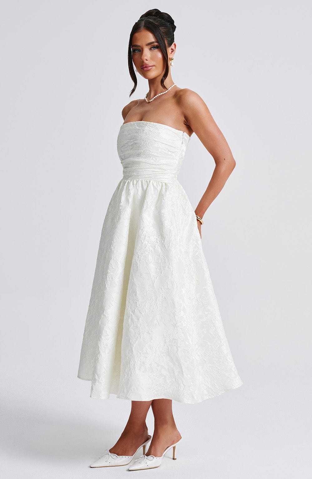 Floriana – Abito corsetto jacquard senza spalline