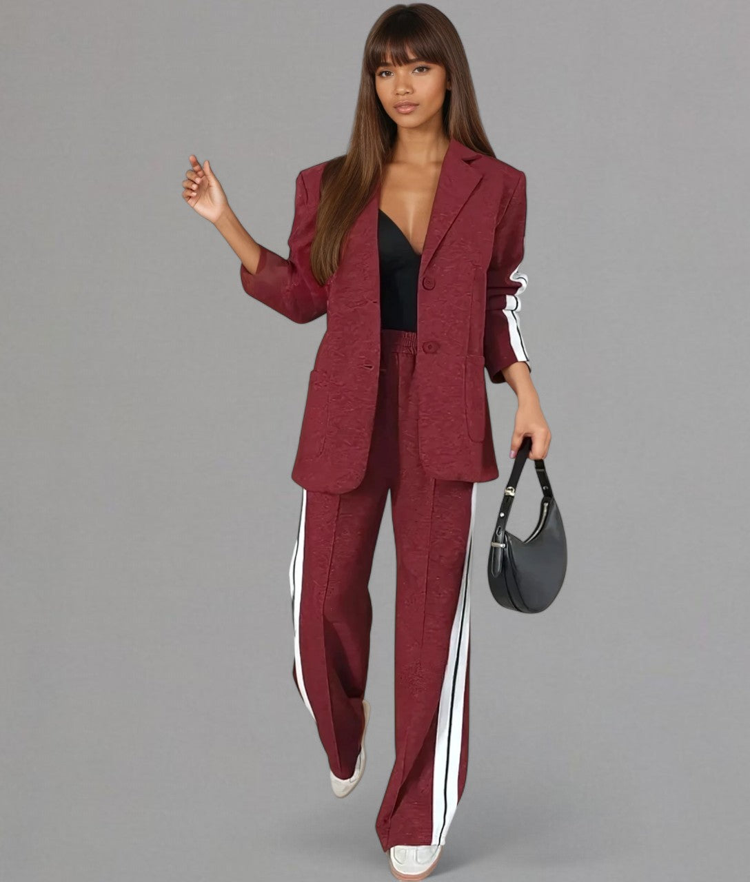 Verano – Completo da donna due pezzi con blazer a righe