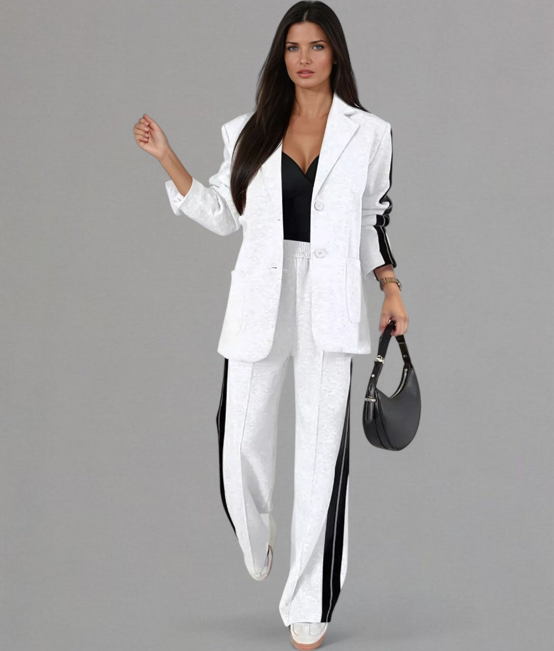 Verano – Completo da donna due pezzi con blazer a righe