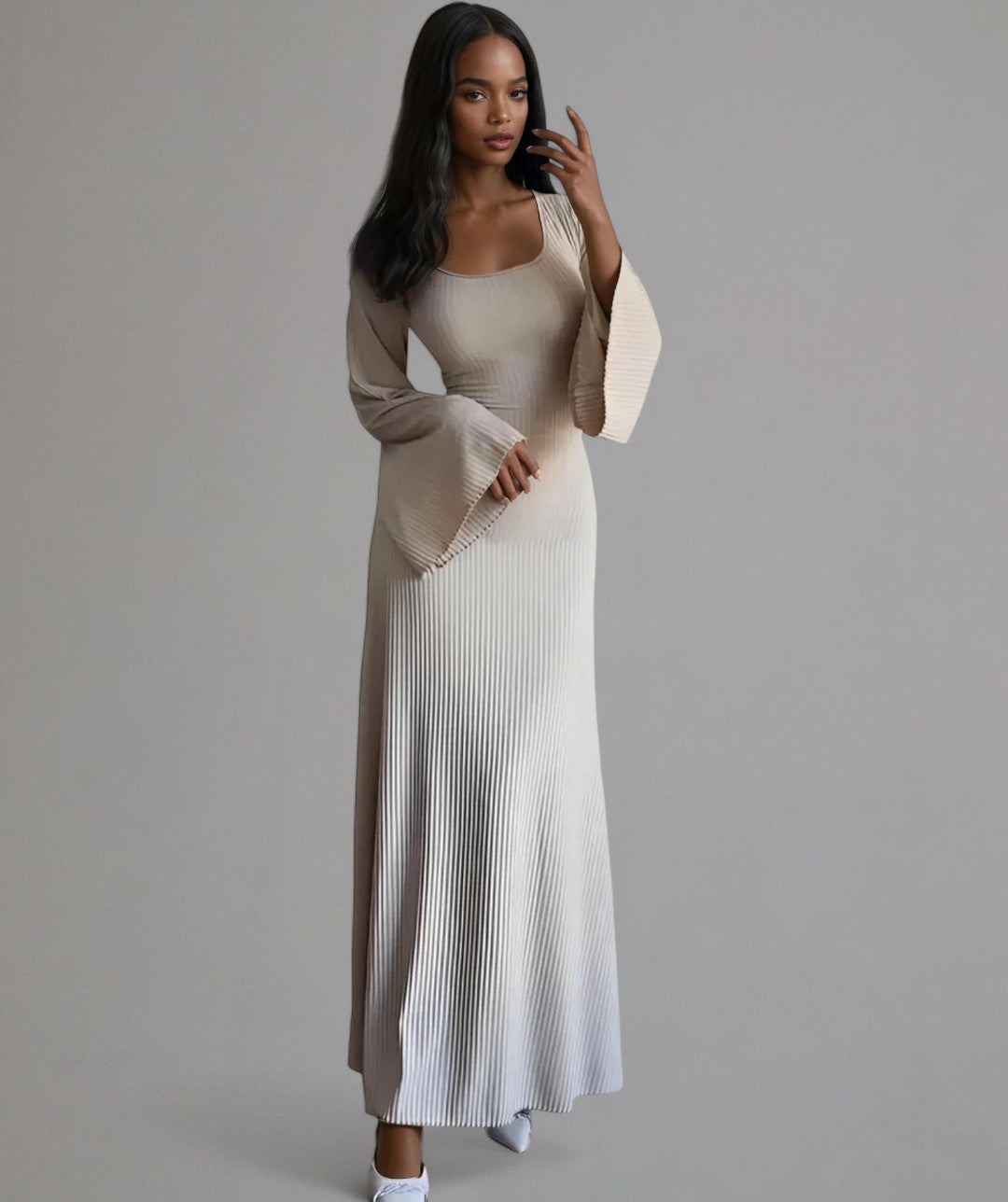 Charlotte – Abito da sera elegante a costine con fiocco posteriore