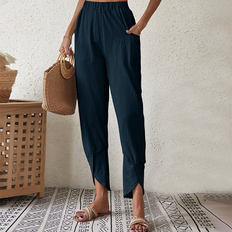 VITTORIA COMO | PANTALONI DRITTI IN LINO DA DONNA