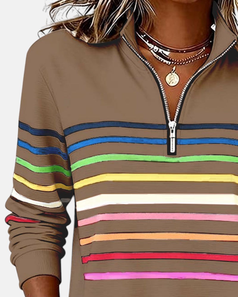 VITTORIA COMO | MAGLIONE A RIGHE CON ZIP DA DONNA