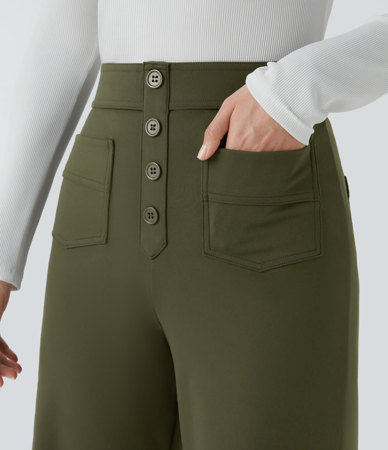 Jade - Pantaloni Casual Elasticizzati a Vita Alta