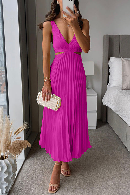 Zoe – Abito midi plissettato con cut-out e torciglione