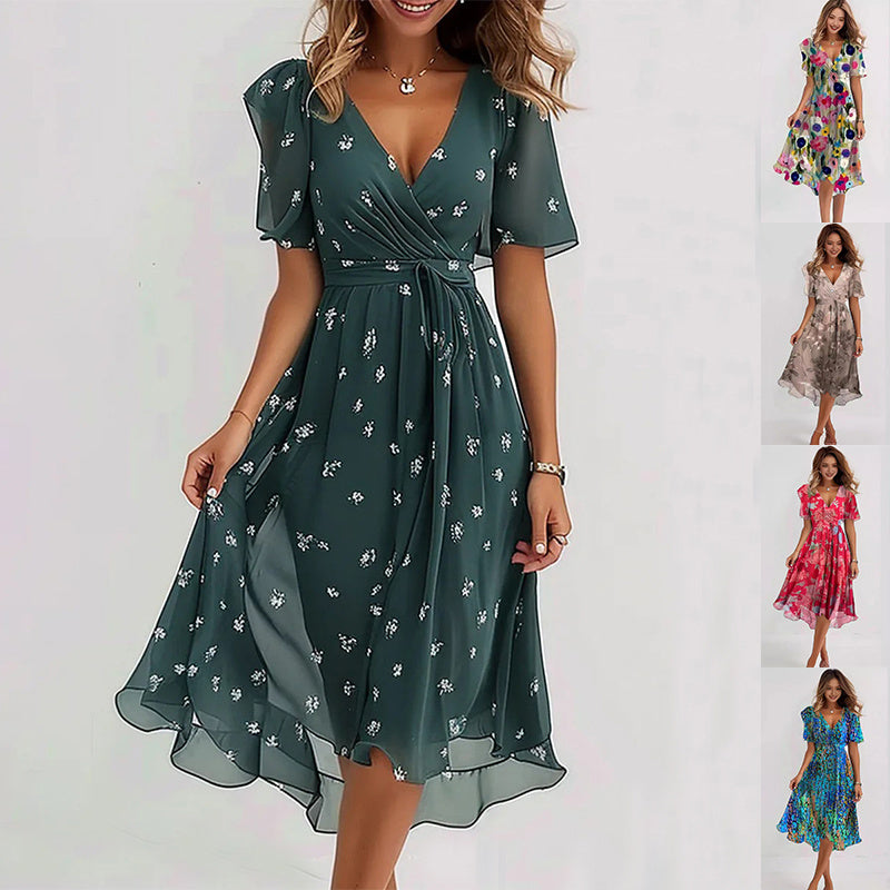 Arianna - Abito leggero a maniche corte con stampa elegante
