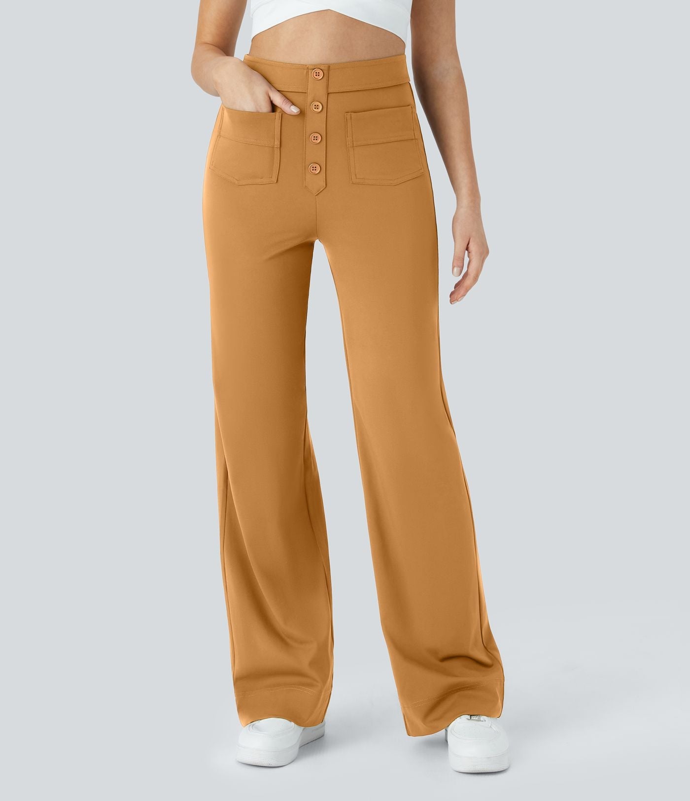 Jade - Pantaloni Casual Elasticizzati a Vita Alta