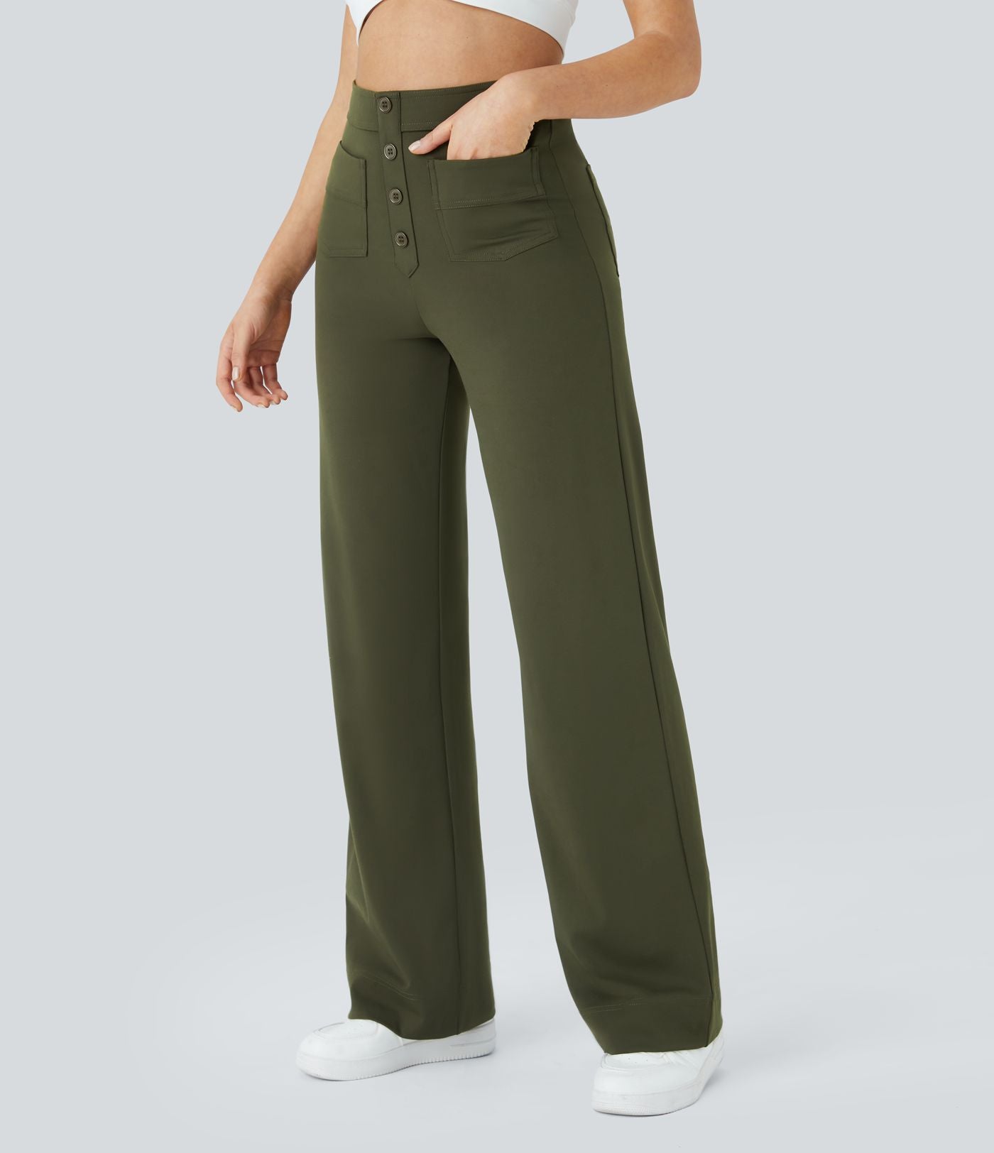 Jade - Pantaloni Casual Elasticizzati a Vita Alta