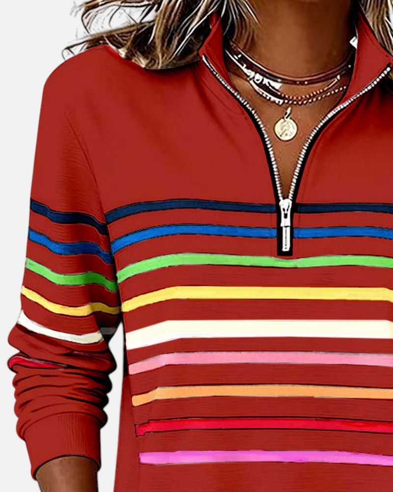 VITTORIA COMO | MAGLIONE A RIGHE CON ZIP DA DONNA