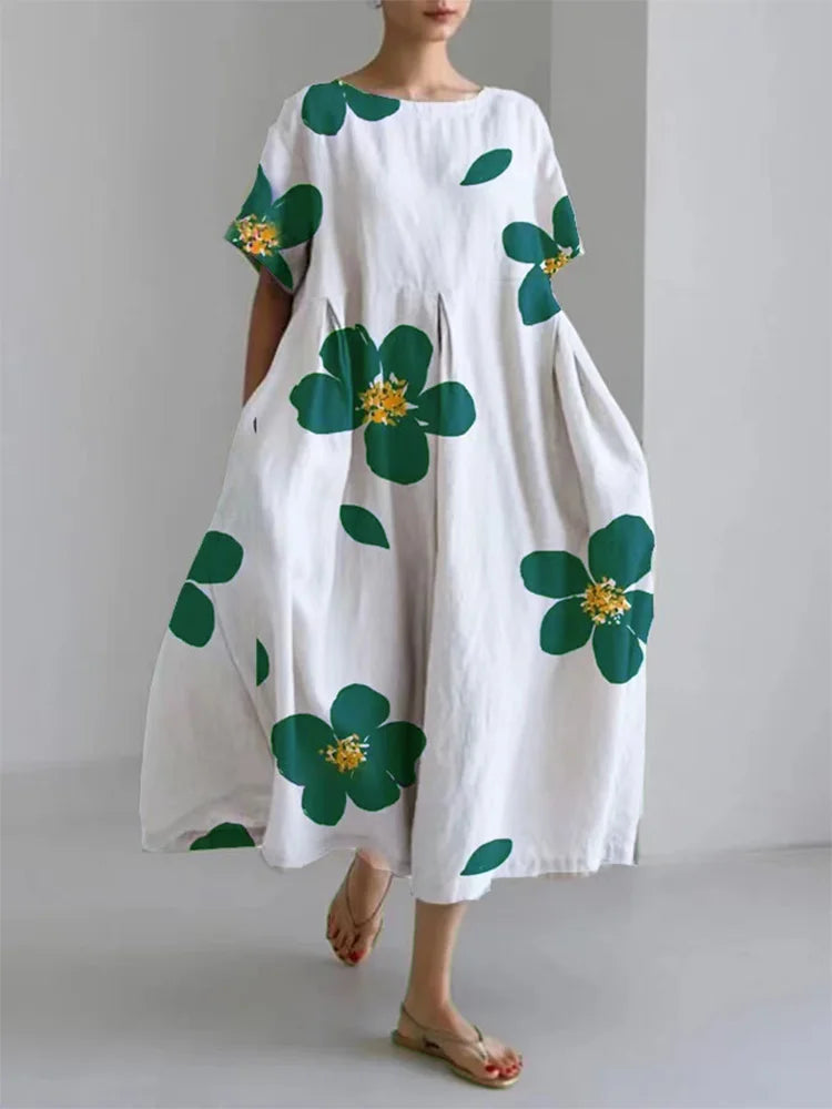 CATERINA | Abito Lungo Estivo con Fiori Vivaci e Morbido Comfort per le Giornate di Sole