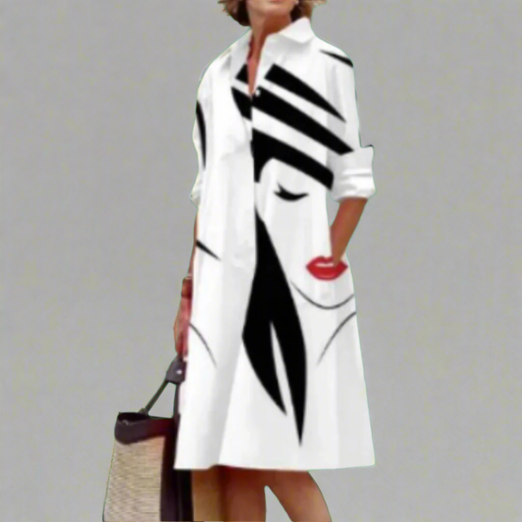 Noa - Abito a Camicia con Fantasia Viso Elegante