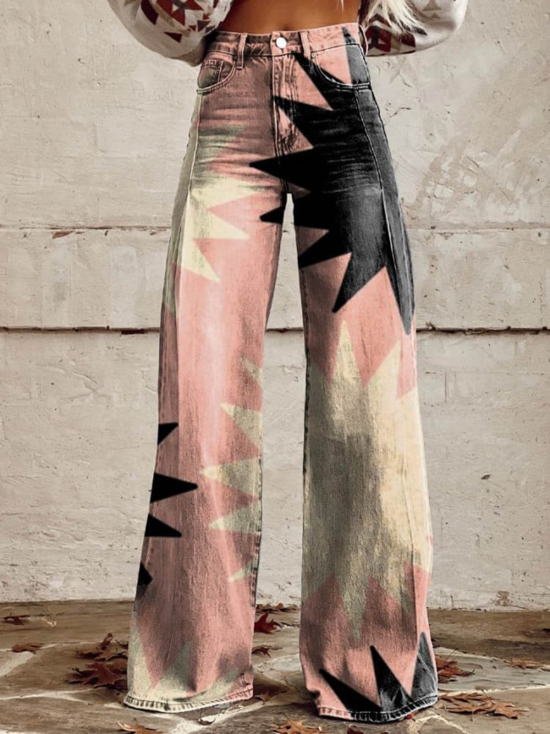 ARLENA – Pantaloni a gamba larga con motivo geometrico