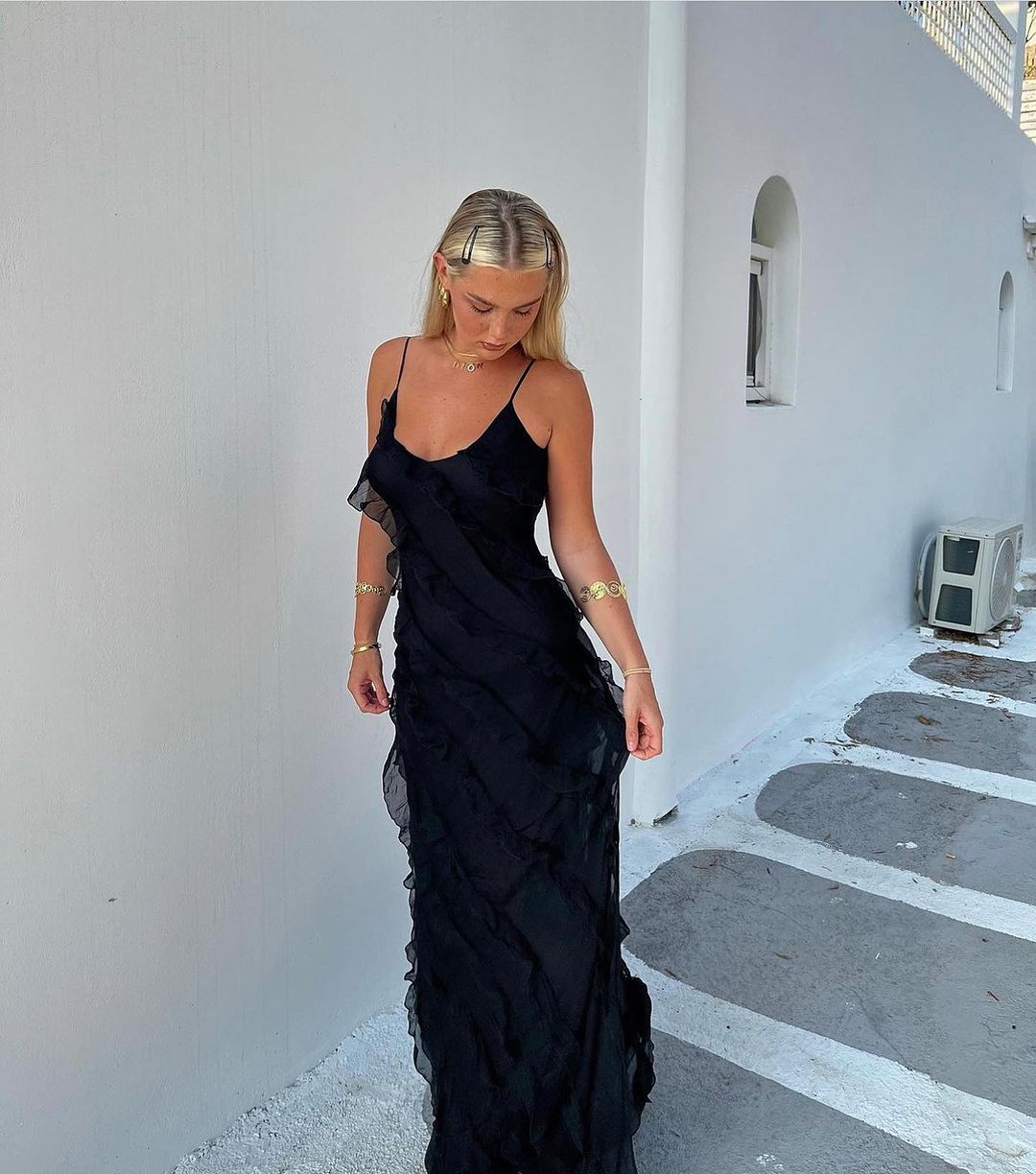 Zara – Abito lungo con volant a balze