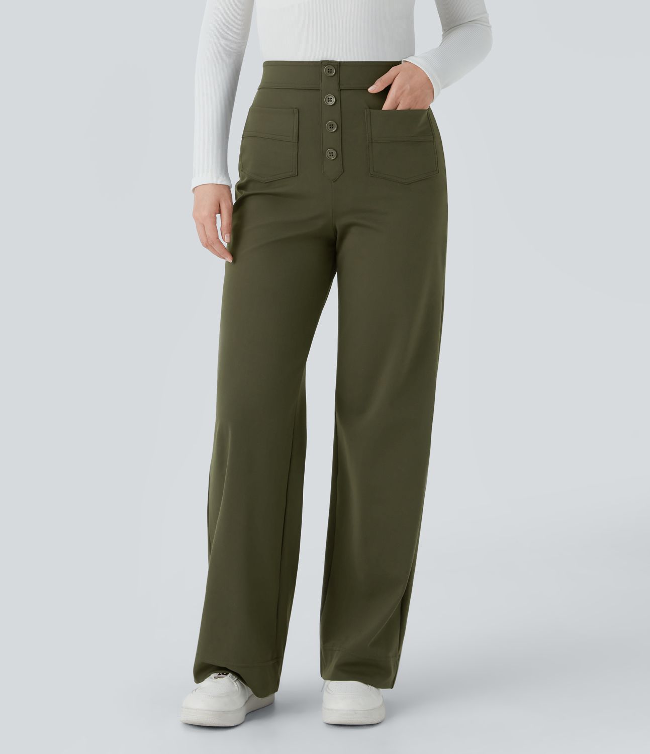 Jade - Pantaloni Casual Elasticizzati a Vita Alta