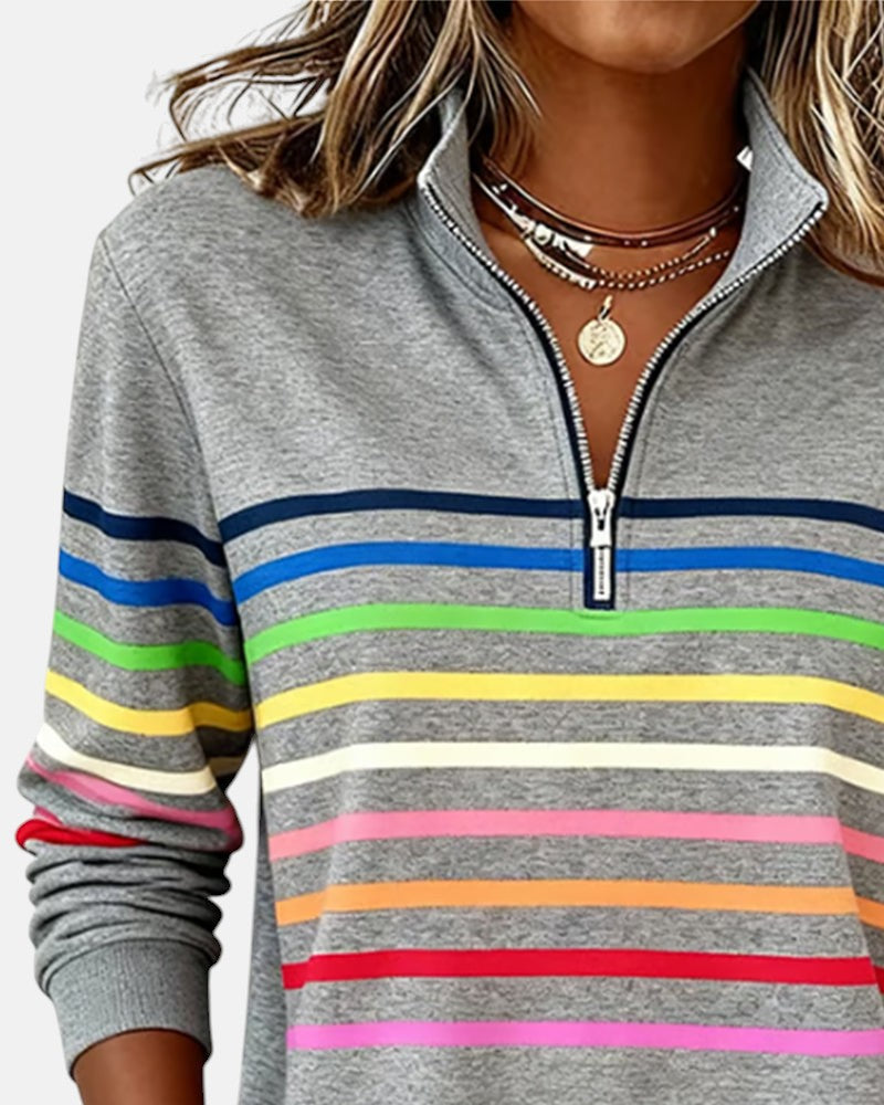 VITTORIA COMO | MAGLIONE A RIGHE CON ZIP DA DONNA